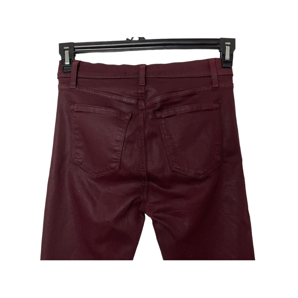 J Brand Alana Coated Claret Maroon Raw Hem Zipper Skinny Pants Womens Size 26 - Picture 5 of 15